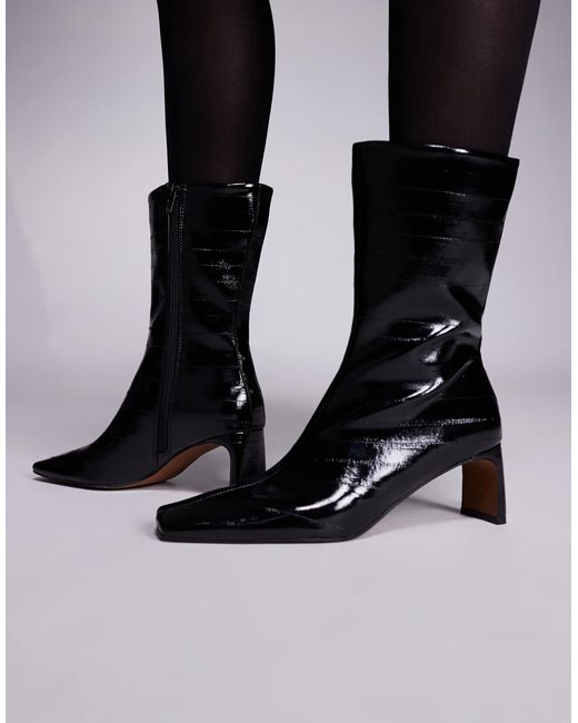 ASOS Black Eliza Set Back Heel Ankle Boots