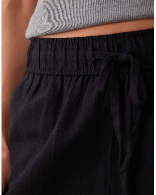 New Look Black Linen Rich Wide Leg Trousers