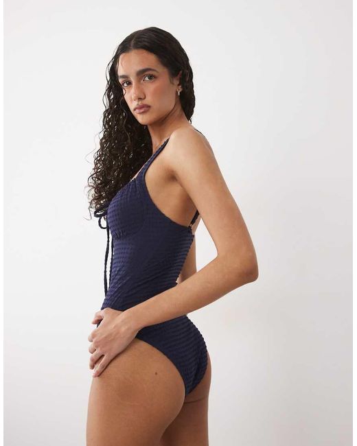 Accessorize Blue Shirred Cup Swimsuit