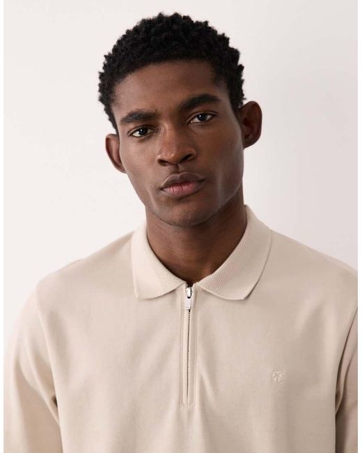 Jack & Jones Natural Premium Zip Polo Top for men