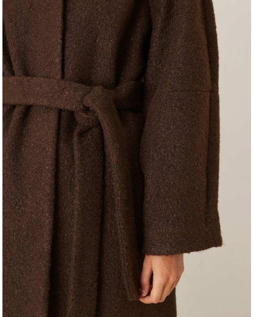 ASOS Brown Collarless Boucle Longline Formal Coat