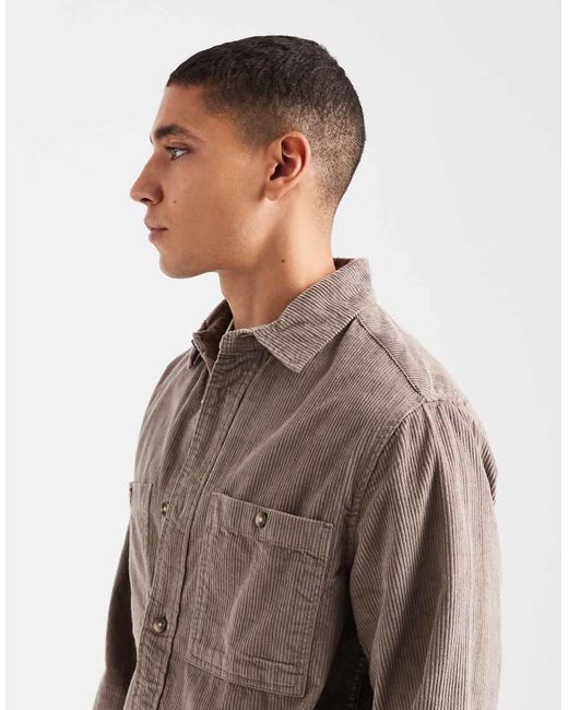 ASOS Brown Cord Overshirt for men