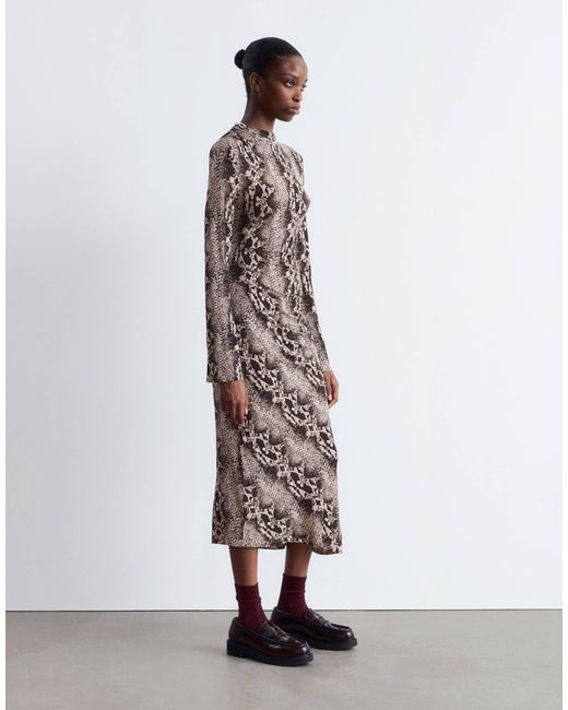 & Other Stories White Jersey Long Sleeve Midaxi Dress With Side Ruche Detail