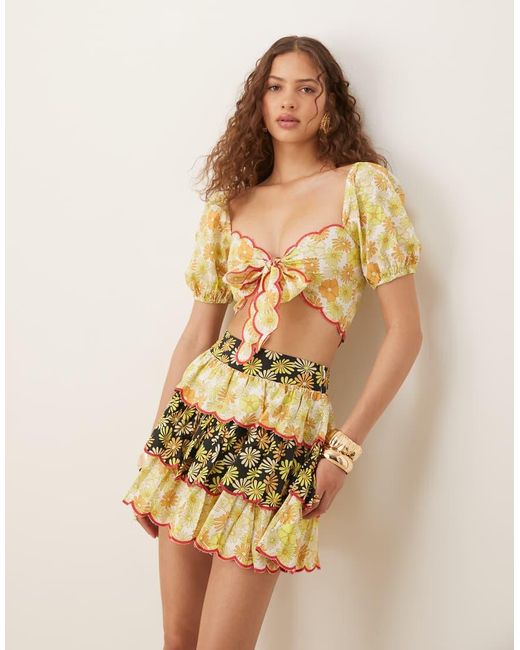 Collective The Label Natural Tie Front Crop Top