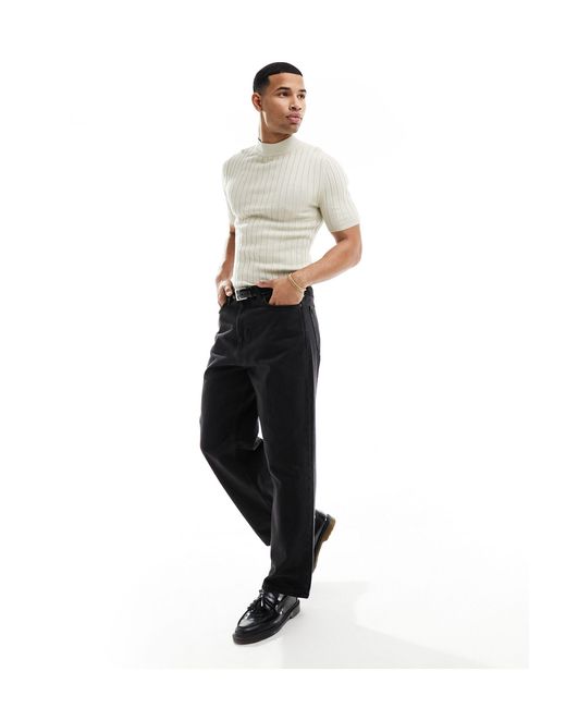 ASOS White Muscle Fit Lightweight Knitted Rib Turtle Neck T-shirt for men