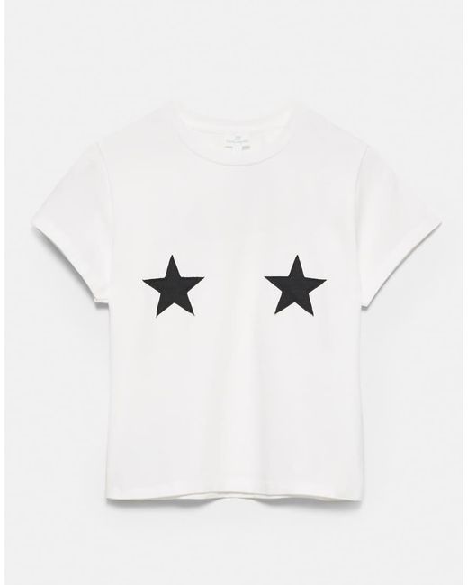T-Shirt Color Ghiaccio Con Stella di Pull&Bear in White