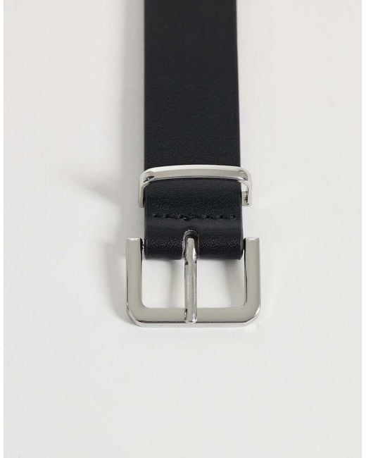 JJXX Gray Leather Mix Square Buckle Belt