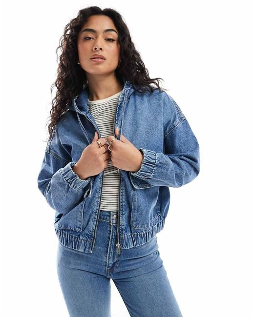 ONLY Blue Hooded Denim Jacket