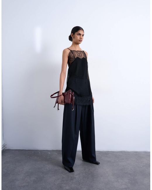 TOPSHOP White Co Ord Subtle Pinstripe Low Rise Buckle Detail Trouser