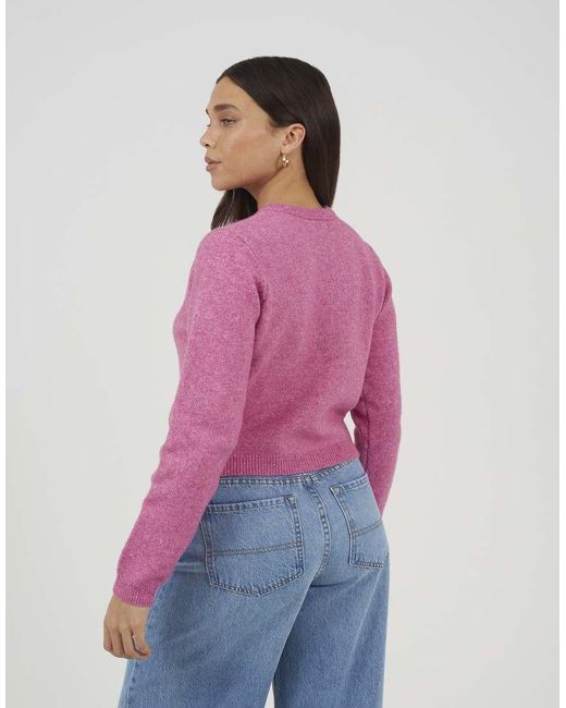 Brave Soul Pink Soft Touch Crew Neck Cardigan