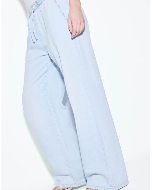 Stradivarius Blue Flowy Denim Trousers With Drawstring