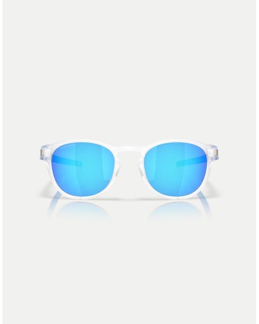 Oakley Blue Latch Neon Pop Collection Round Sunglasses With Mirrored Lens for men