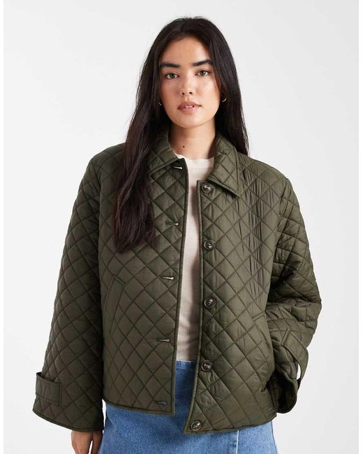 Vero Moda Brown Button Down Quilted Jacket