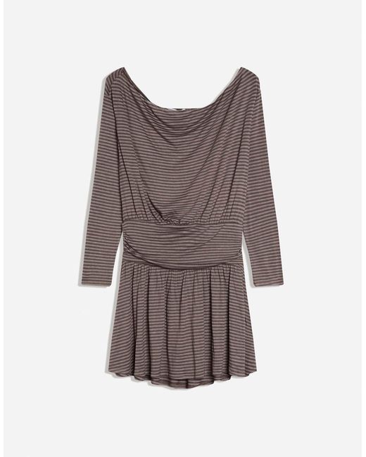 Bershka Brown – langärmliges, gemustertes minikleid
