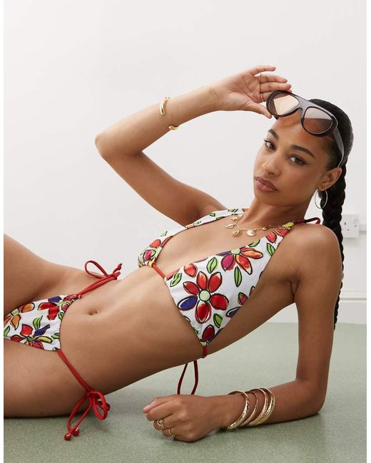Reclaimed Vintage Brown Halter Bikini Top