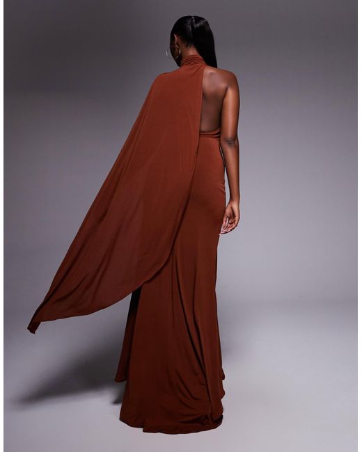 TFNC London Brown – maxikleid mit one-shoulder-träger