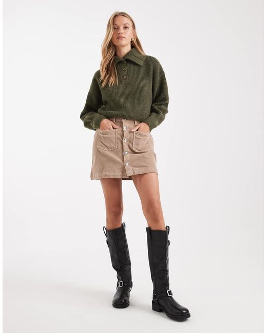 ASOS Green Sailor Collar Fisherman Rib Jumper
