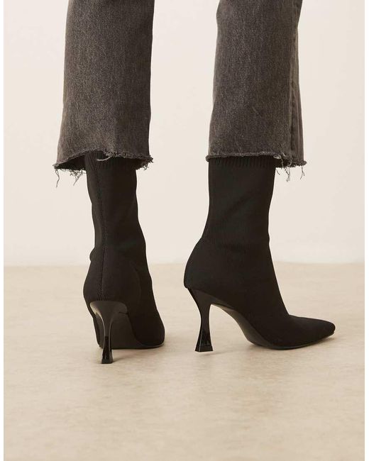 ASOS Natural Wide Fit Reagan Chisel Toe Sock Boots