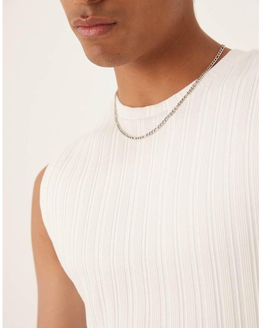 Camiseta Color Crema Ajustada Sin Mangas De Canalé Texturizado De -Blanco ASOS de hombre de color Natural