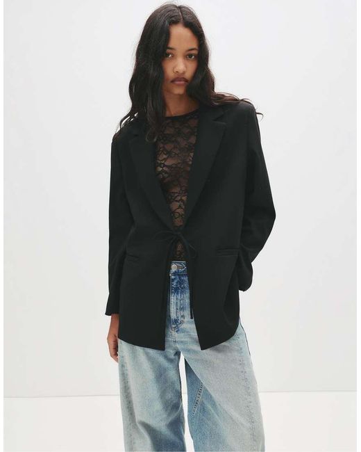 Pull&Bear Blue Tie Blazer