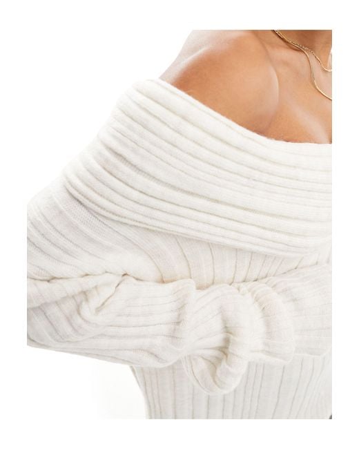 NA-KD White X Paola Cossentino Off The Shoulder Sweater