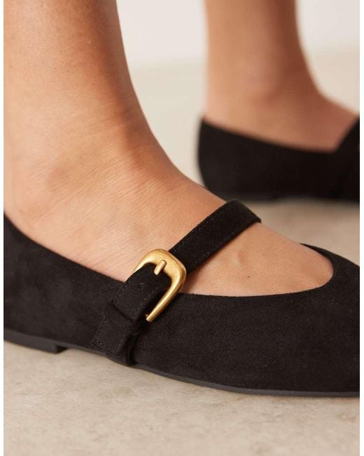 Bailarinas Negras Estilo Merceditas De Antelina Leah De -Negro ASOS de color Natural