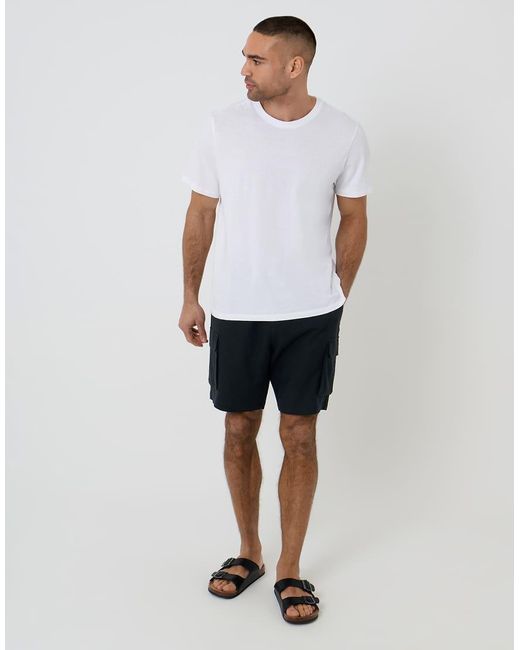 Threadbare Black Linen Blend Cargo Shorts for men