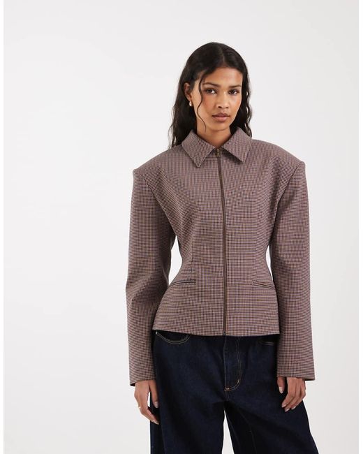 ASOS Brown Zip Up Cinch Tailored Jacket