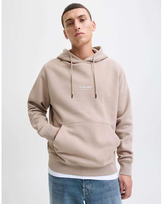Jack & Jones Natural Central Logo Hoodie for men