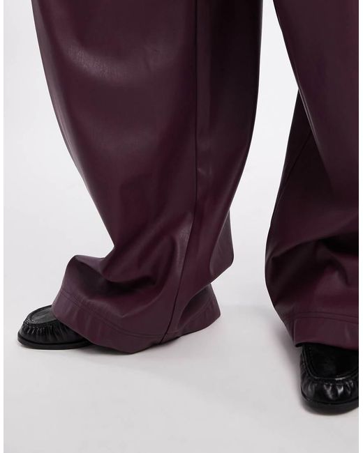 Miss Selfridge Purple Faux Leather Wide Leg Pants