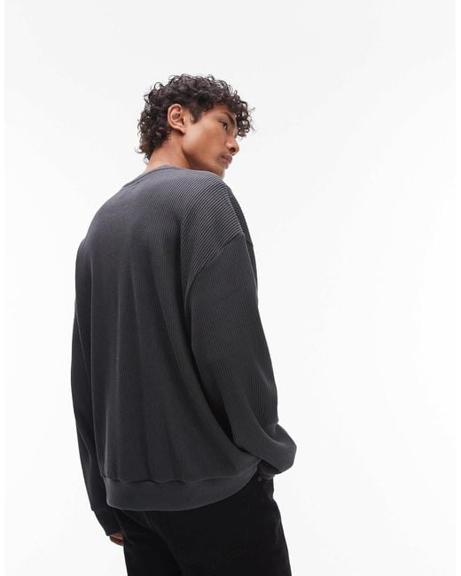 Topman Blue Oversized Fit Ottoman Crew Sweatshirt for men