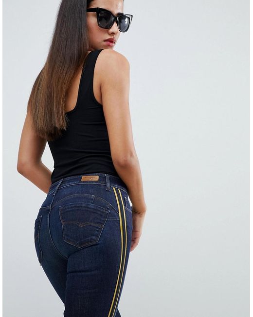 Salsa Wonder Push Up Bum Lift Jean With Side Panel in Blue | Lyst