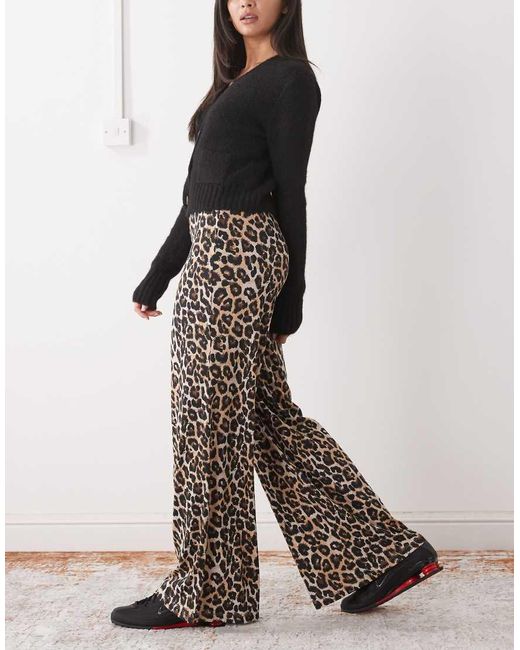 Noisy May Black Ribbed Wide Leg Trouser