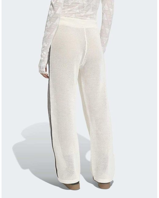 Adidas Originals White Knitted Crochet Firebird Track Pants