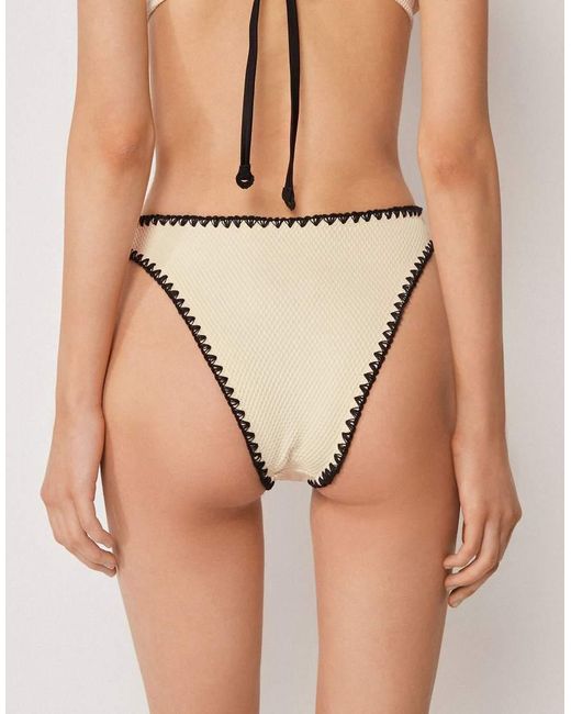 Calzedonia Natural High-Waist Brazilian Bicolor Embroidery