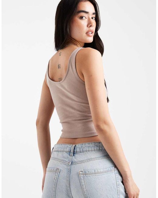 Canotta Corta Basic Con Scollo Rotondo di New Look in Blue