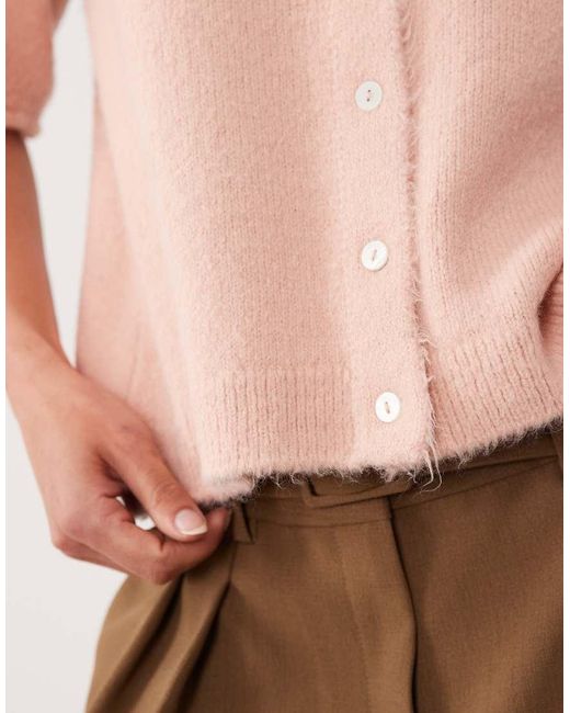 ASOS Pink Lightweight Relaxed Short Sleeve Cardigan