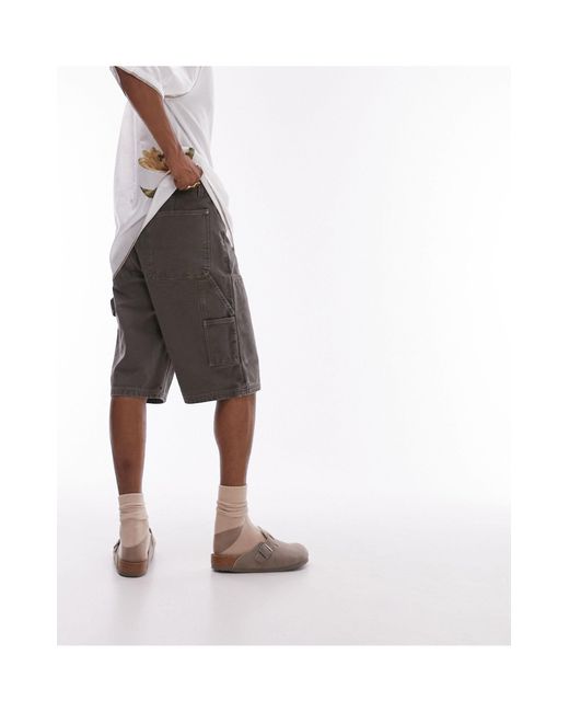 Topman White Premium Heavy Canvas Carpenter Shorts for men