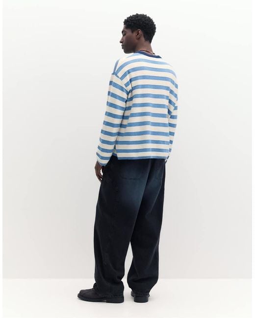 Pull&Bear Blue Stwd Striped Jumper for men