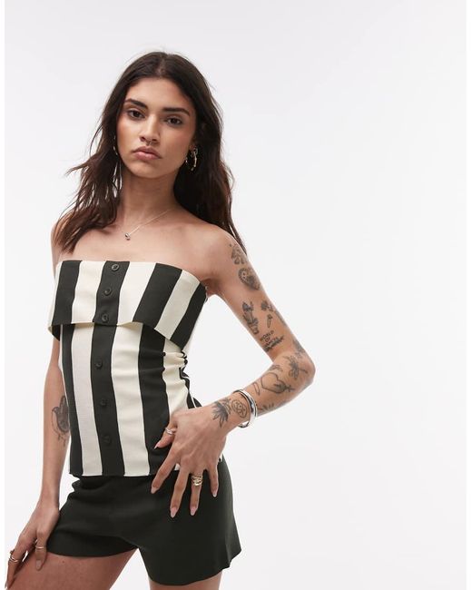 TOPSHOP White Knitted Bandeau Top Co-ord