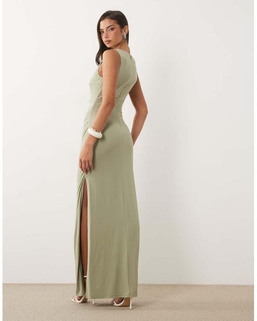 TFNC London Green Slinky Cowl Neck Maxi Dress