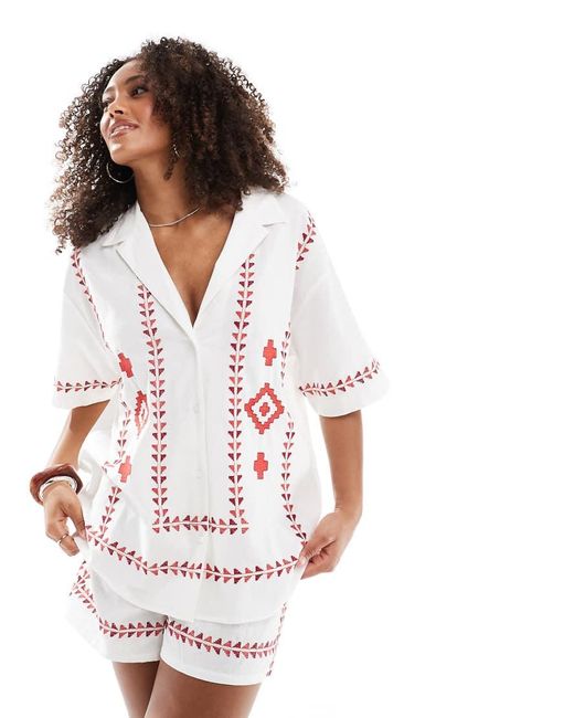 ASOS Geborduurd Overhemd in het White