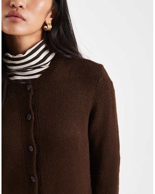 Vero Moda Brown Soft Knitted Button Front Mini Dress