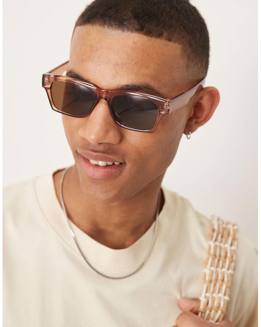 ASOS Brown Retro Sunglasses With Frame And Lens for men
