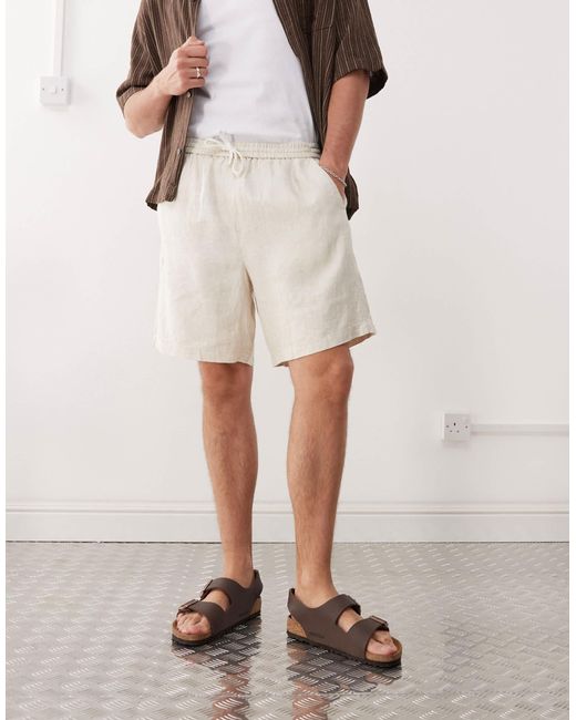 Weekday Natural Linen Shorts for men