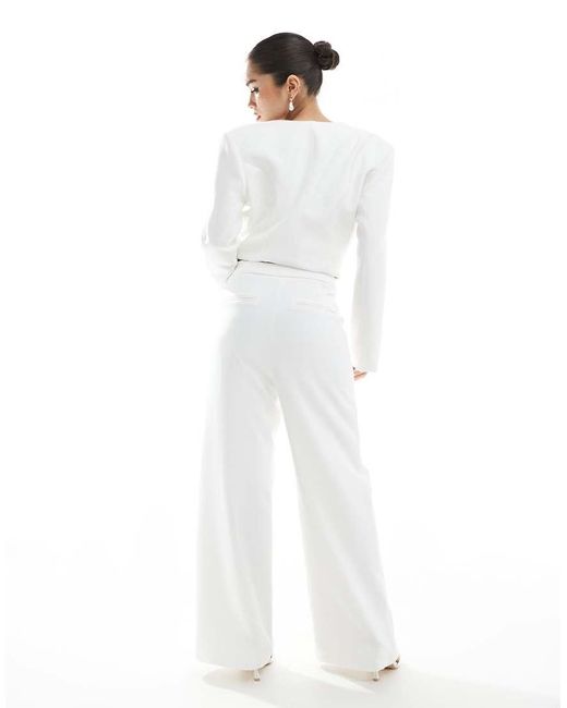 Six Stories White Bridal Wide Leg Tailored Pants