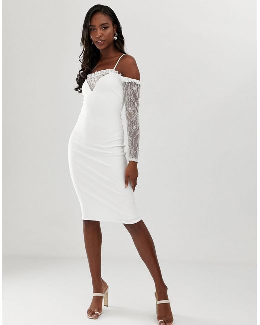 lace square neck bodycon dress