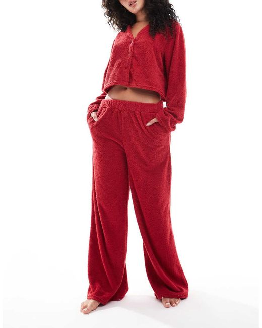 Loungeable Soft Fuzzy Cardigan in Red Lyst UK