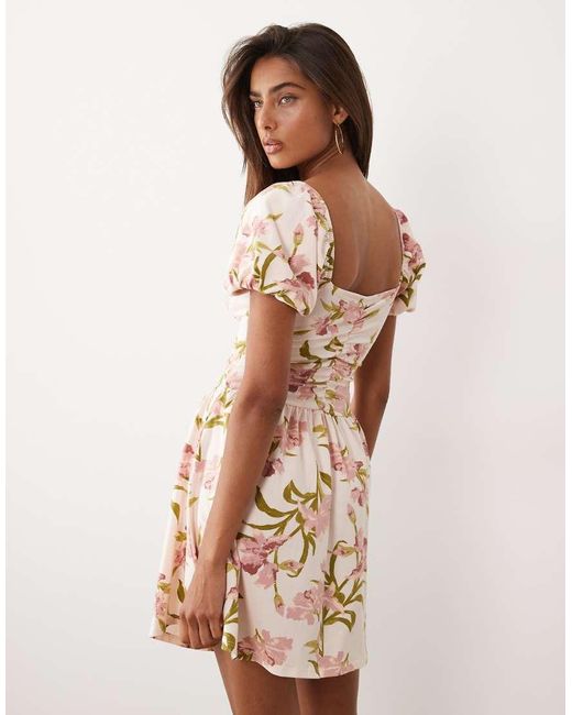 ASOS Natural Ruched Front Mini Tea Dress