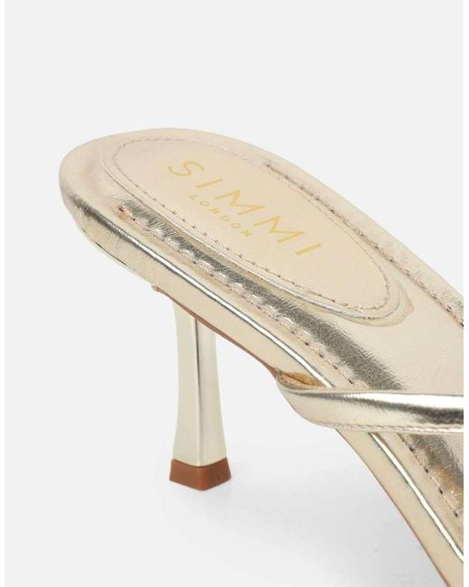 SIMMI Natural Tramonto Toe Post Heeled Mules